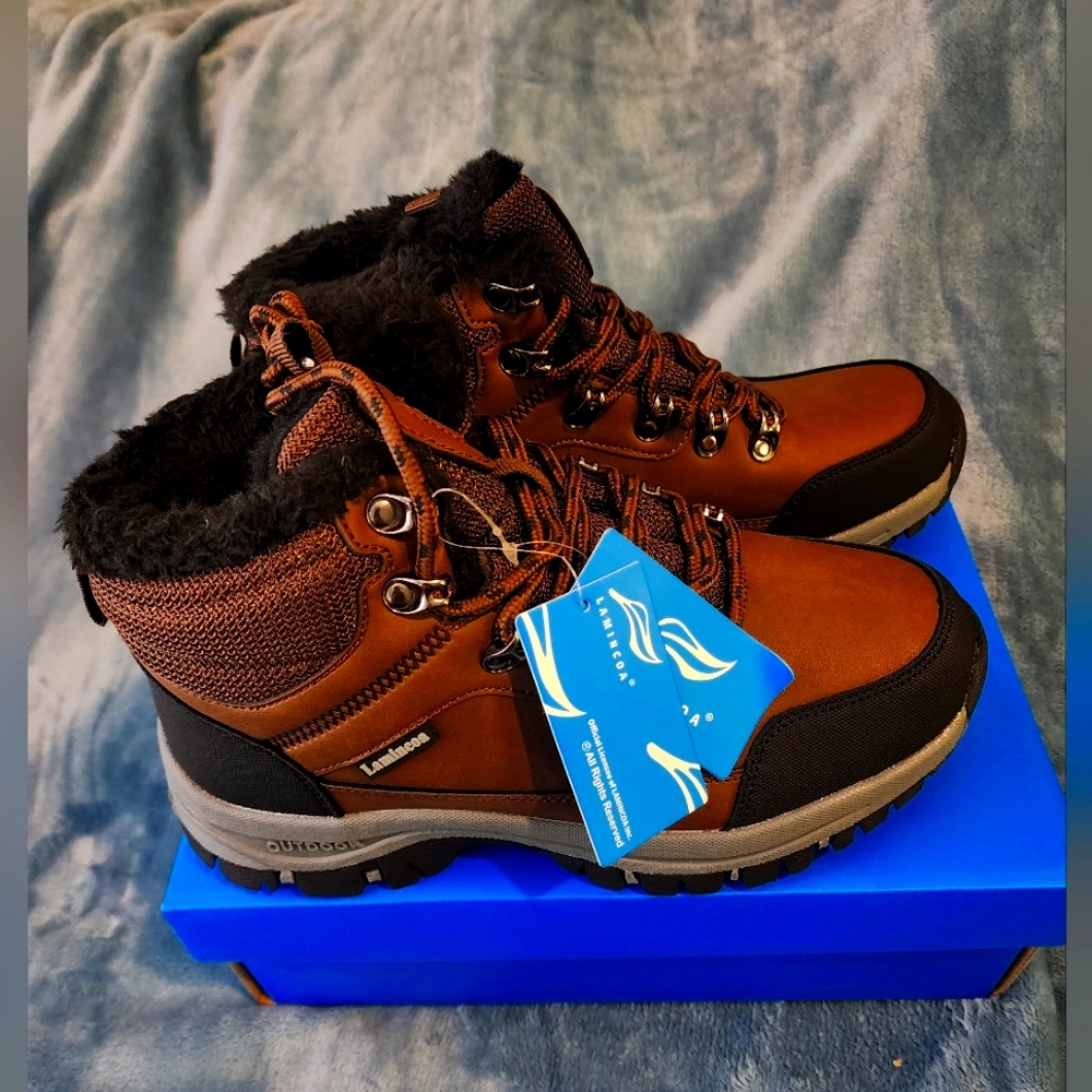 Lamincoa Women's Boots Winter High Top Lace up Fur Warm Snow Shoes